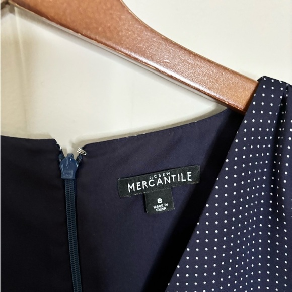 J Crew navy blue polka dot short sleeve fit and flare dress size 8 - Picture 5 of 5